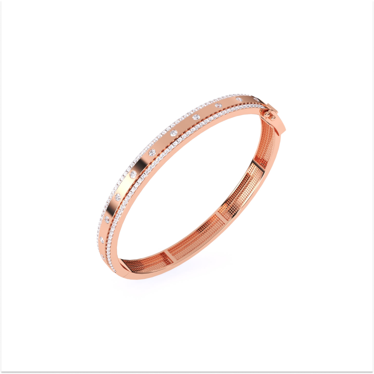 14K Rose Gold Classic Diamond Bangle Bracelet